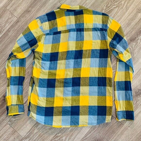 Quicksilver Boys Shirt Long Sleeve Fleece Plaid Size 16 Blue/ Yellow Skate Snow - Picture 11 of 11
